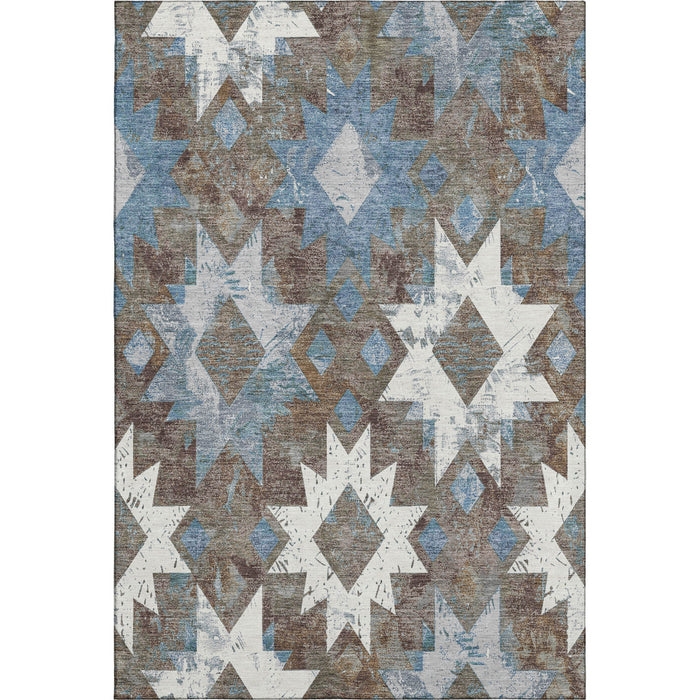 10' X 14' Southwestern Washable Area Rug With UV Protection (706637) - Brown / Blue / Ivory