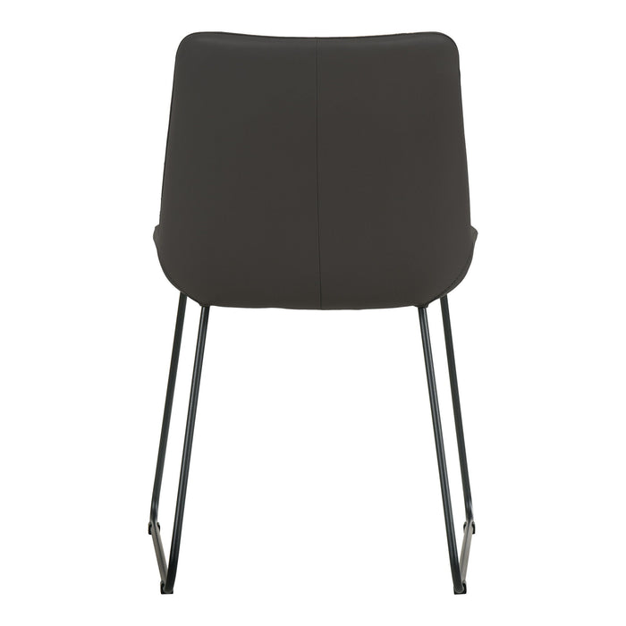 Leather And Metal Dining Side Chairs (Set of 2) - Black