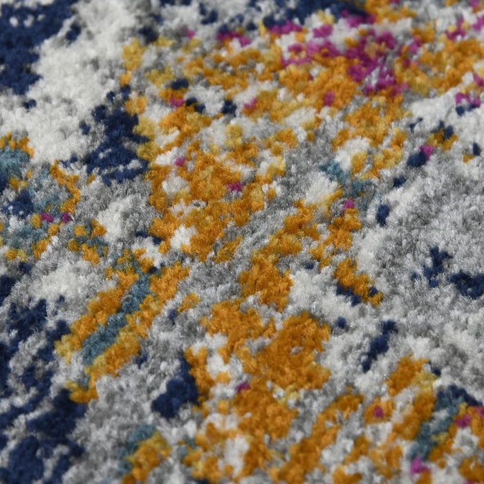 9' x 12' Geometric Power Loom Area Rug - Blue And Orange