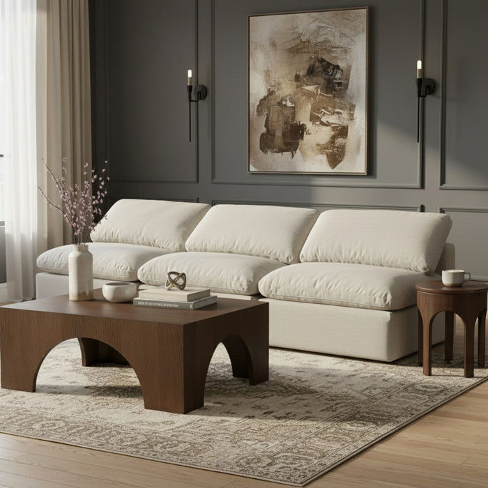 Indulge - Linen 3 Seat Modular Armless Sofa