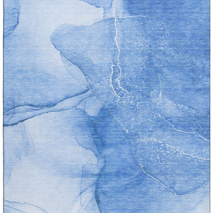 3' X 5' Abstract Washable Area Rug With UV Protection (646853) - Blue / Ivory