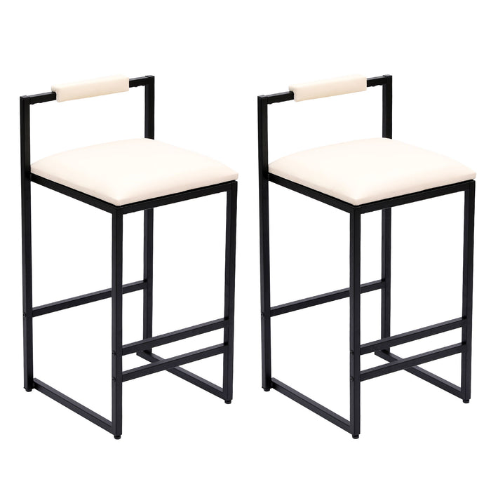 Giga elegant counter height bar stool set with backrests and footrests, includes two stylish stools for kitchen or bar area.