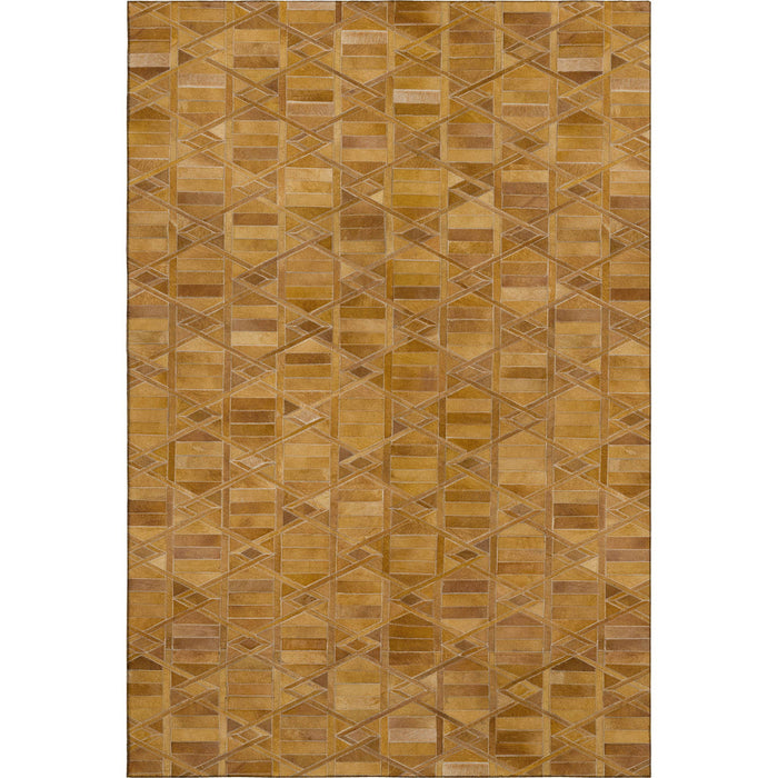 9' X 12' Geometric Washable Area Rug With UV Protection (644675) - Brown / Beige / Gold