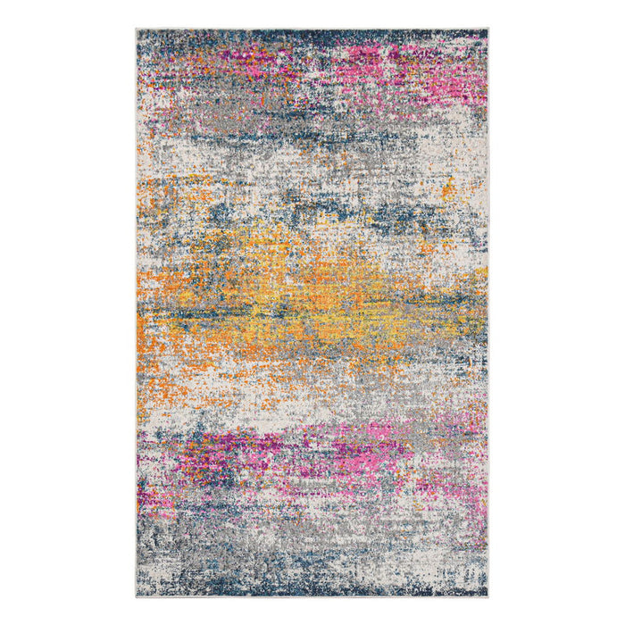 9' x 12' Abstract Power Loom Area Rug - Pink And Orange