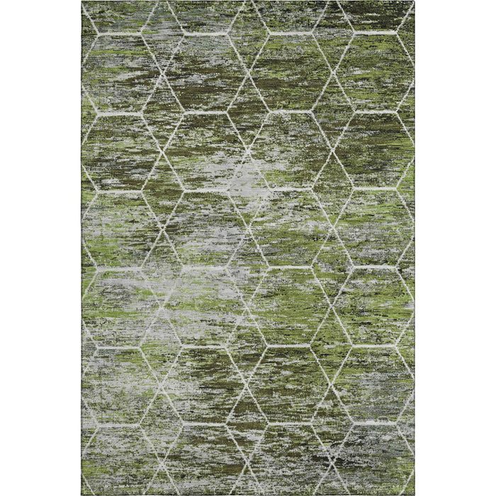 10' X 14' Geometric Washable Area Rug With UV Protection (699196) - Olive Green / Gray / Ivory
