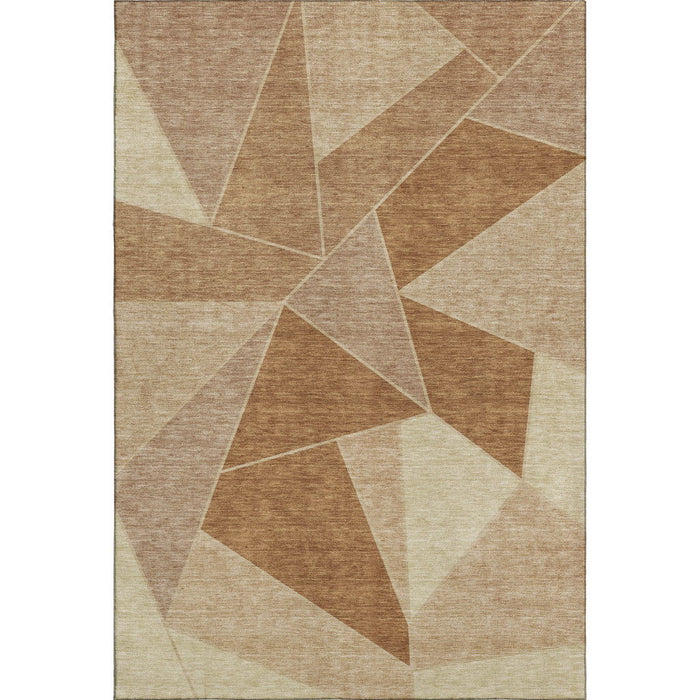10' X 14' Geometric Washable Area Rug With UV Protection (653326) - Chili Red / Beige