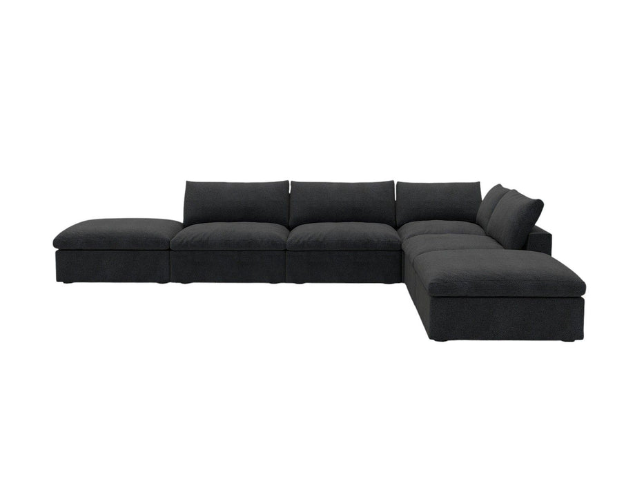 2 Piece Living Room Set Blend Modular Sofa With Ottoman Storage - Black