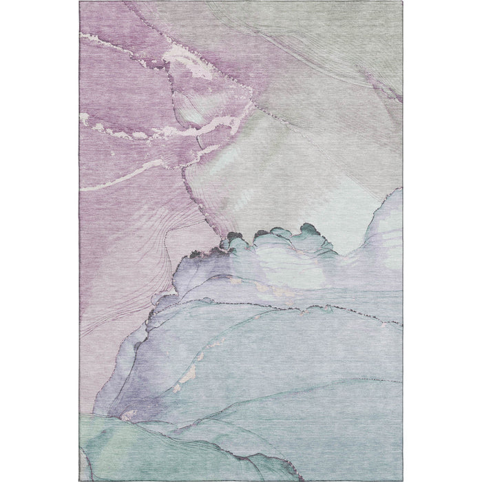 10' X 14' Abstract Washable Area Rug With UV Protection (701275) - Pale Aqua / Lavender / Ivory