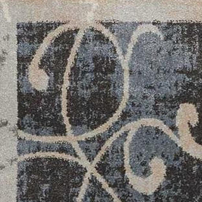 9' X 13' Floral Non Skid Area Rug - Beige And Charcoal