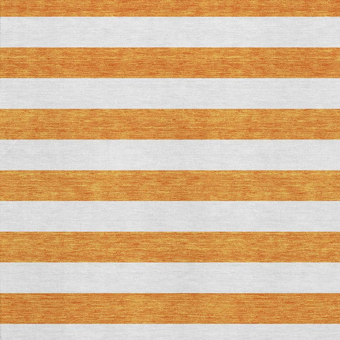 10' X 14' Striped Washable Area Rug With UV Protection (647626) - Orange / Ivory