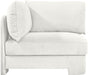 Velvet performance fabric upholstered corner chair by Meridian Furniture, stationary seating with plush, stylish design.