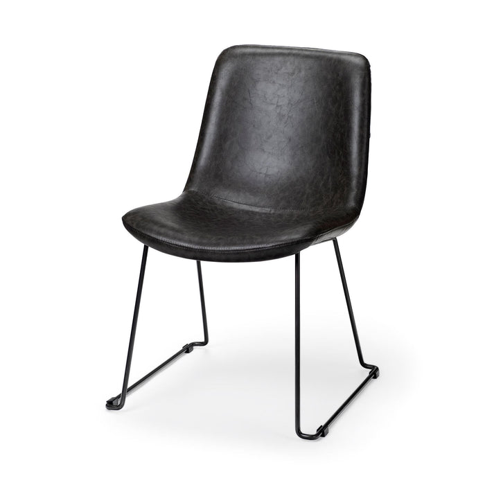 Upholstered Faux leather Side Chairs (Set of 2) - Black