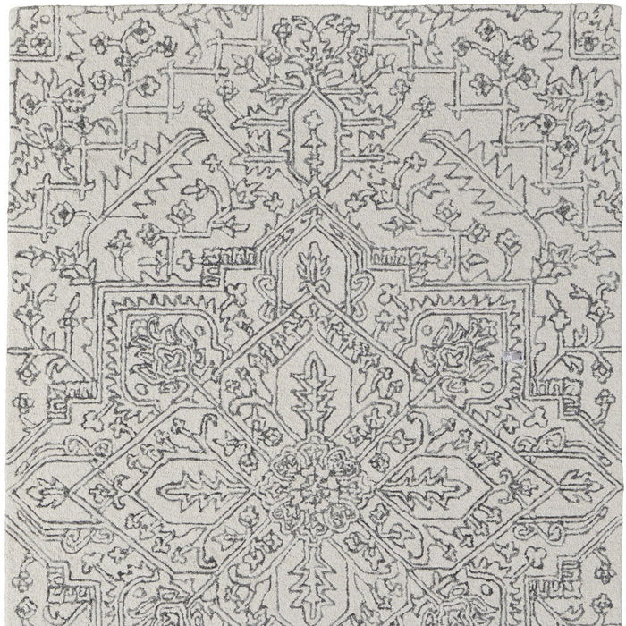 10' X 14' Wool Oriental Hand Tufted Area Rug - White / Gray