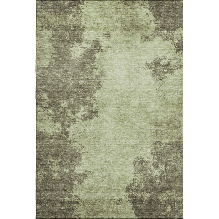 10' X 14' Abstract Washable Area Rug With UV Protection (707575) - Olive Green / Beige