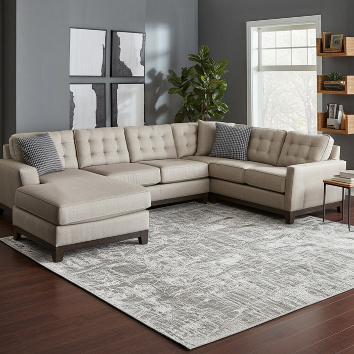 12' X 15' Abstract Hand Woven Distressed Area Rug - Gray And Ivory