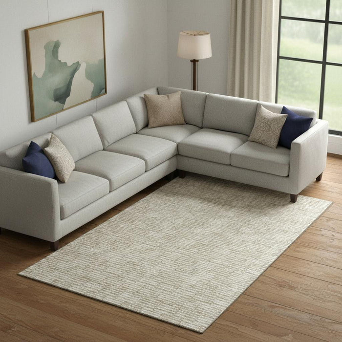 10' X 14' Abstract Geometric Washable Area Rug With UV Protection (672953) - Beige / Ivory