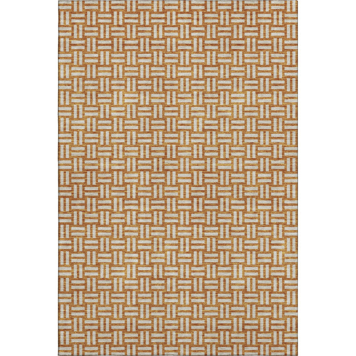 10' X 14' Abstract Geometric Washable Area Rug With UV Protection (673597) - Terra Cotta / Beige