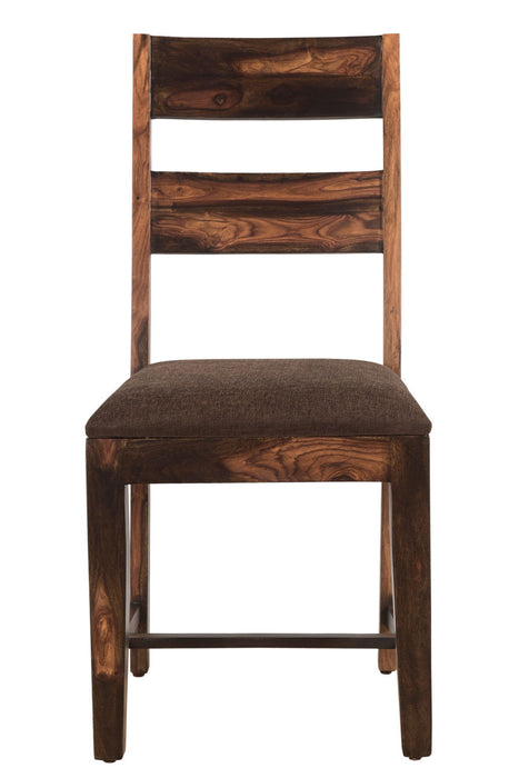 Upholstered Seat Ladder Back Dining Side Chairs (Set of 2) - Dark Brown