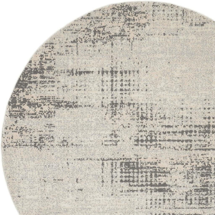 6' Abstract Power Loom Round Rug (572833) - Ivory