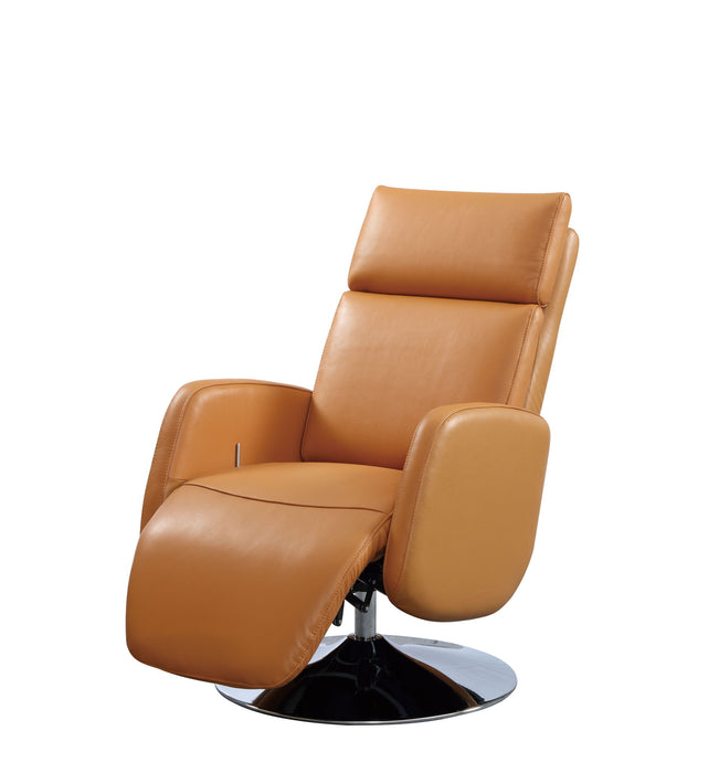 Tufted Genuine Leather Power Swivel Recliner (730556) - Burnt Umber