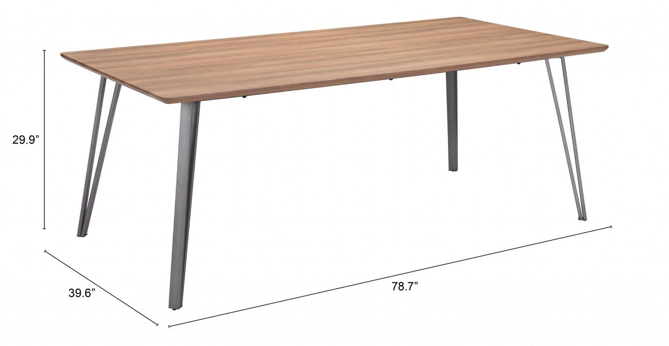 79" Wood And Steel Dining Table - Brown / Gray