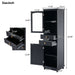Giga tall linen cabinet with glass doors, two drawers, adjustable shelves, and painted finish for bathroom or display use.