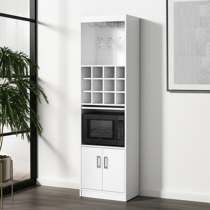 71" Wood Bar Cabinet With Two Doors - White