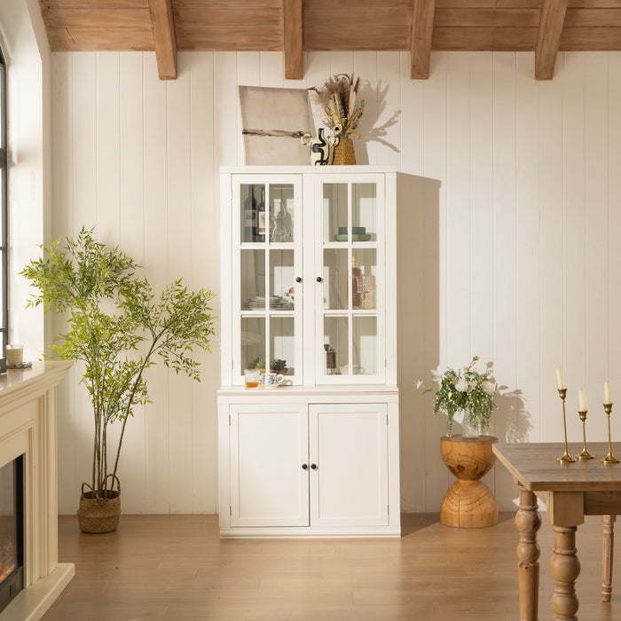 Giga retro style hutch cabinet with glass doors, ideal China cabinet for home display and storage.