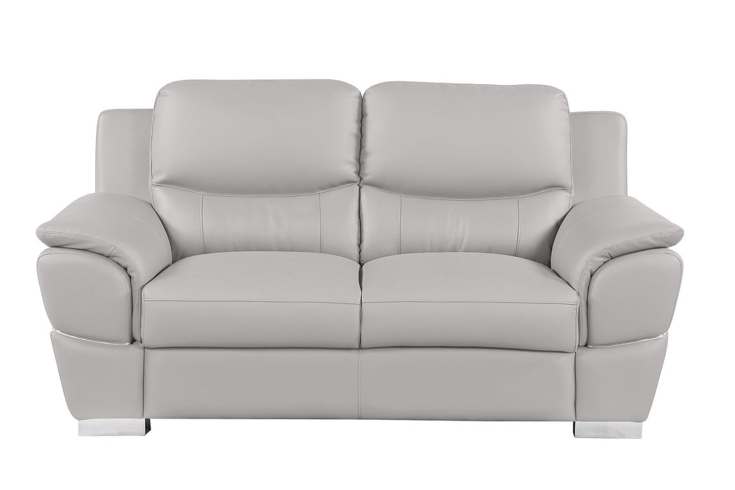 Leather Loveseat (720580) - Light Gray / Silver
