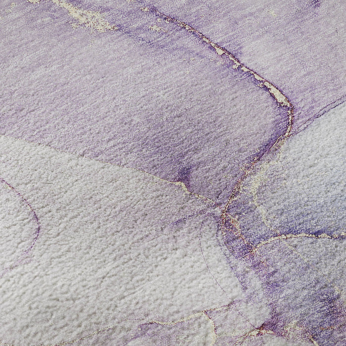 10' X 14' Abstract Washable Area Rug With UV Protection (647188) - Purple / Blue / Ivory