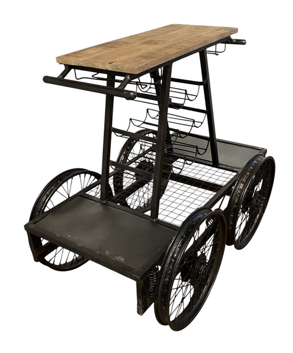Rustic Rail Car Bar Cart - Black