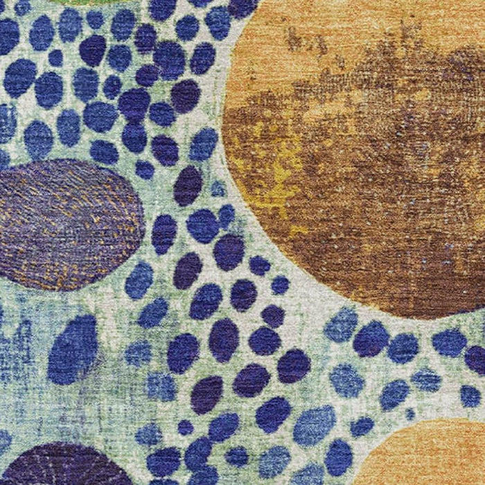 10' X 14' Geometric Washable Area Rug With UV Protection (707275) - Navy Blue / Yellow / Green