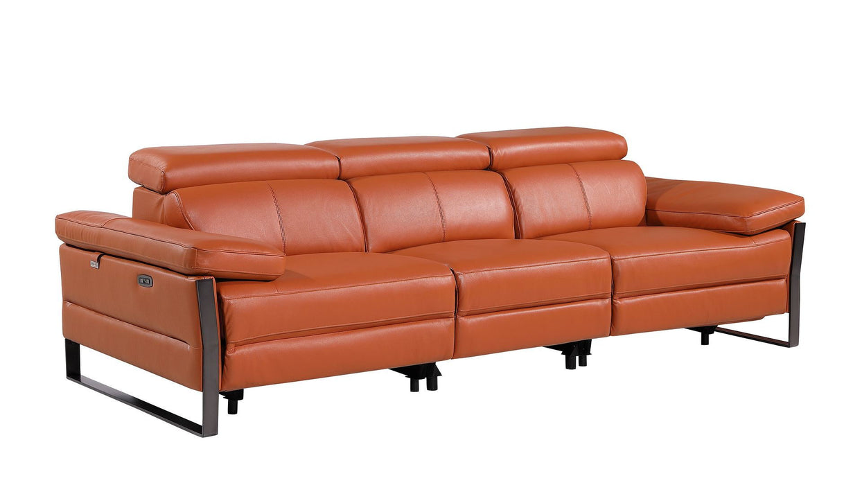 Top Grain Leather Reclining Metal USB Sofa (720329) - Camel