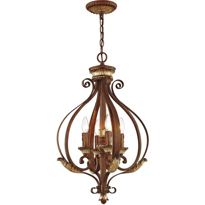 27" Four Light Dimmable Chandelier With Shades - Bronze