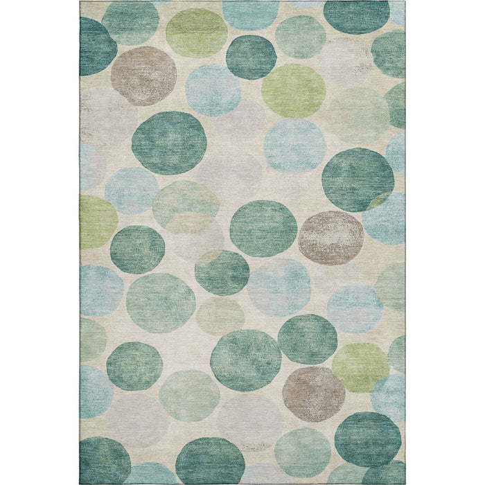 10' X 14' Geometric Washable Area Rug With UV Protection (709228) - Teal / Green / Ivory