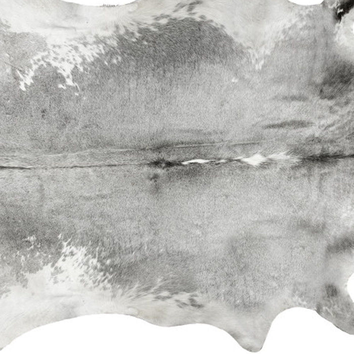 6' x 7' Cowhide Hand Knotted Area Rug - Gray And White