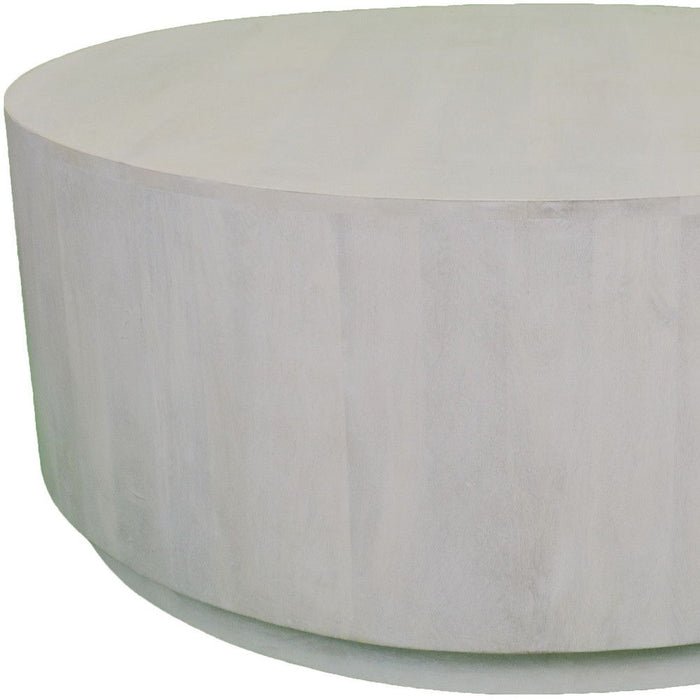 Rustic Solid Wood Round Distressed Coffee Table - White