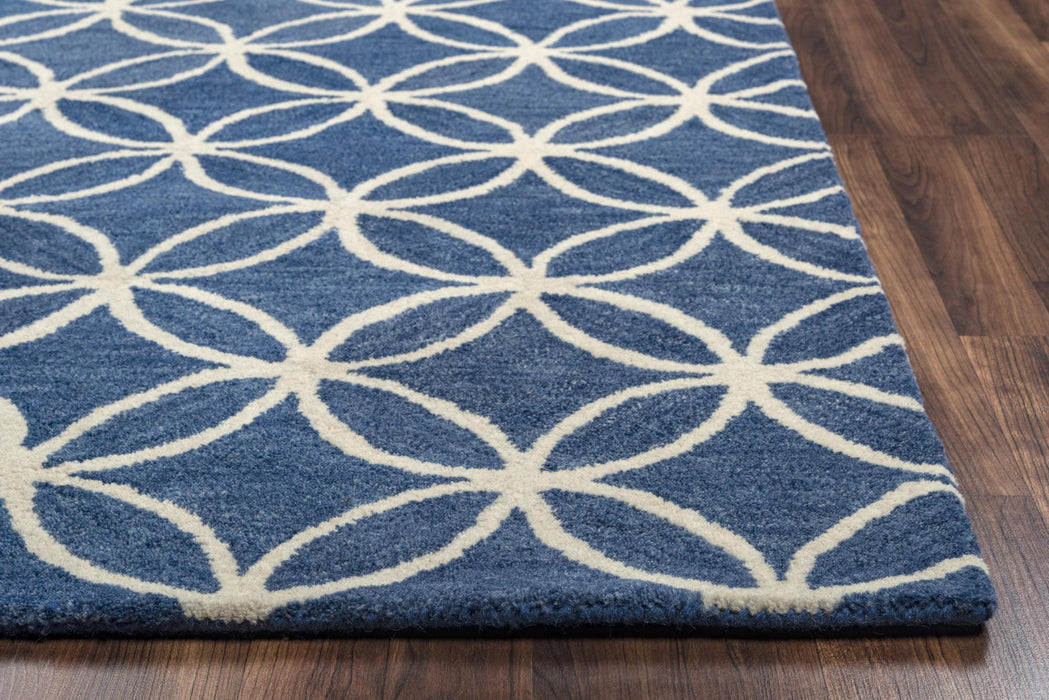 10' X 14' Wool Geometric Hand Tufted Area Rug (747829) - Blue / Ivory