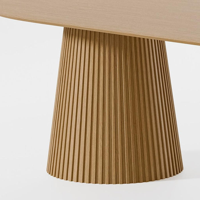 86" Wood Double Pedestal Base Oval Dining Table - Natural / Brown