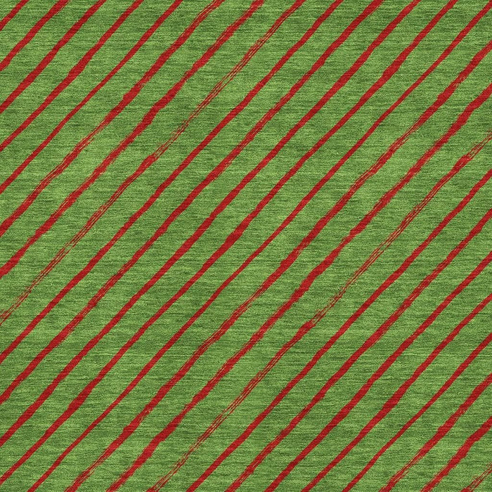 10' X 14' Abstract Geometric Washable Area Rug With UV Protection (701924) - Fern Green / Red