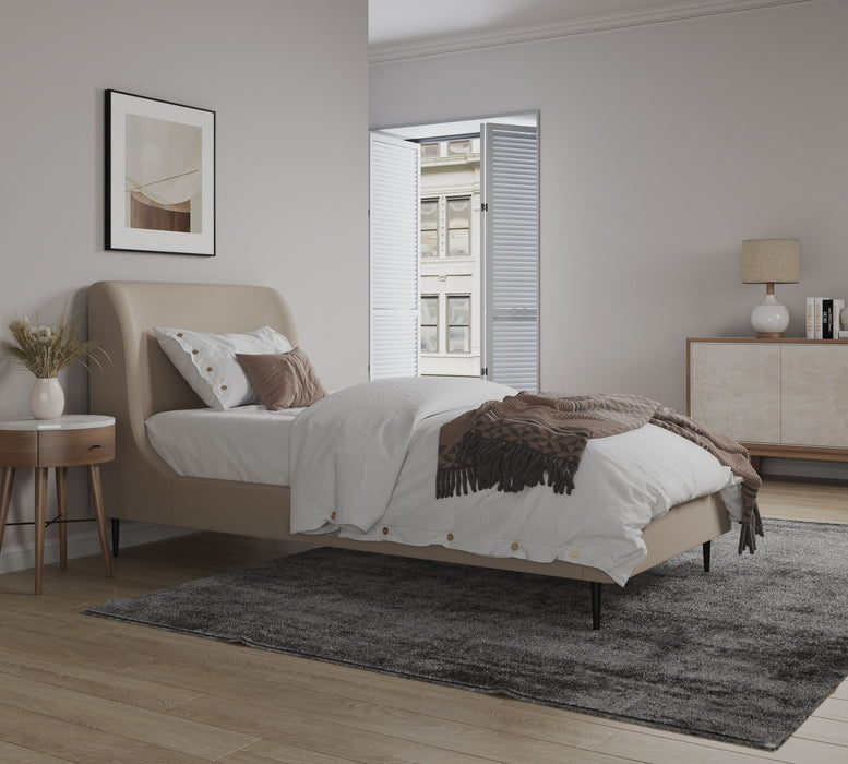 Heather - Twin Bed - Taupe And Black