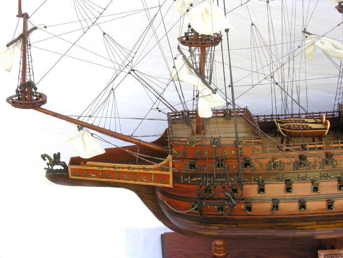 Hand Painted Model Boat Tabletop Sculpture (401966) - Brown
