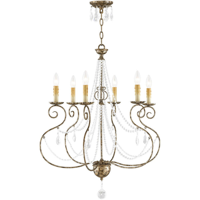 33'' Six Light Dimmable Chandelier With Shades - Bronze