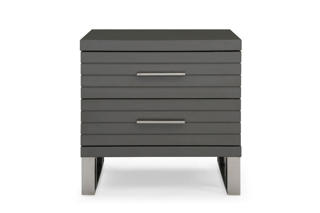 Two Drawer Nightstand - Silver And Gray