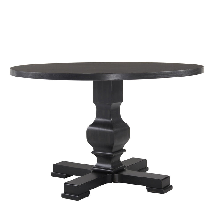 47" Rounded Solid Wood Pedestal Base Dining Table - Black