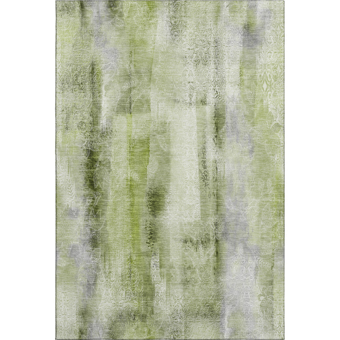 10' X 14' Abstract Washable Area Rug With UV Protection (648136) - Sage / Ivory