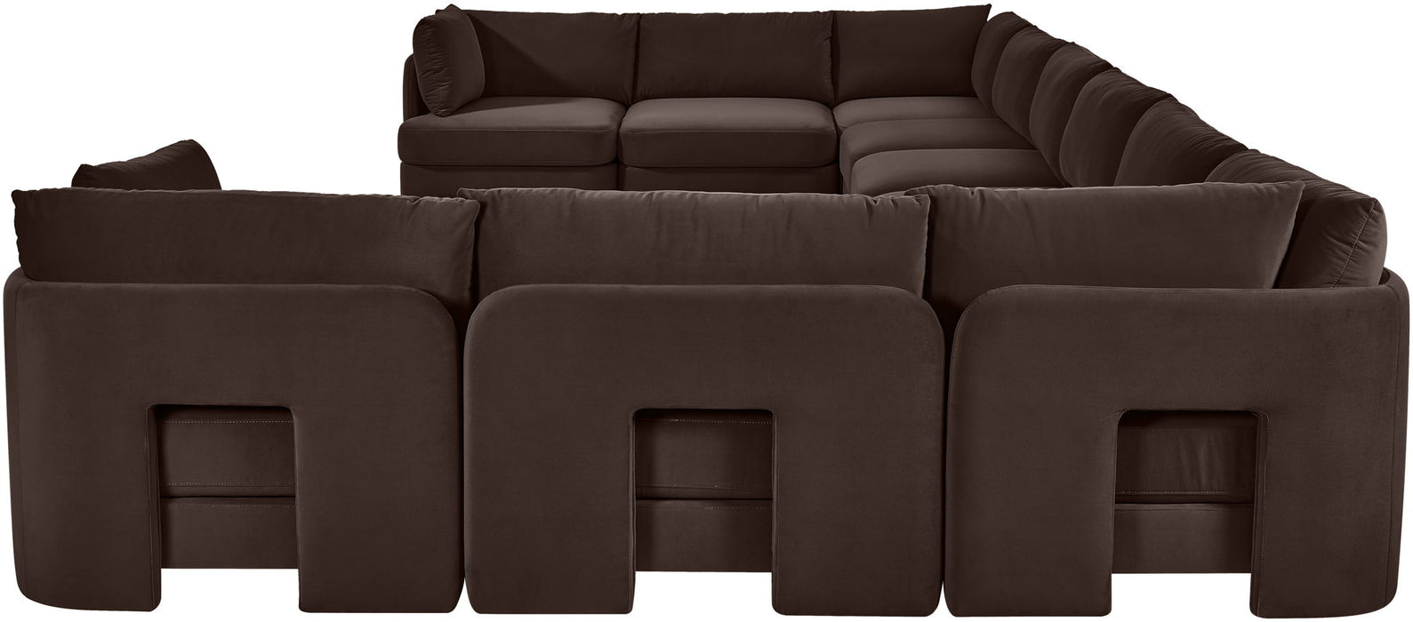 Meridian Furniture Hammond velvet performance fabric 10-piece sectional sofa with plush cushions and modern design.