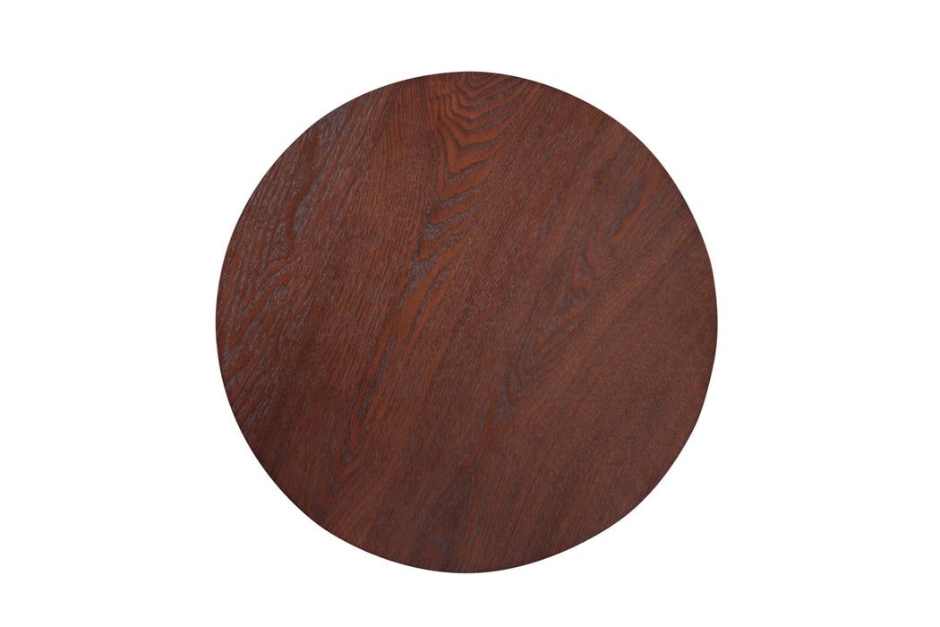 Round Pedestal End Table - Brown