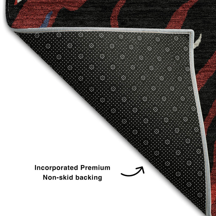 10' X 14' Abstract Washable Area Rug With UV Protection (681365) - Black / Red / Blue