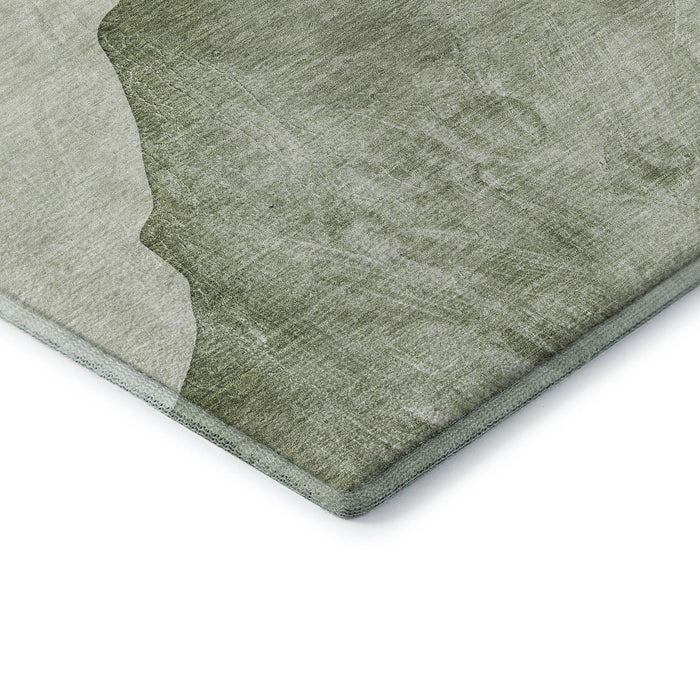 10' X 14' Abstract Washable Area Rug With UV Protection (648484) - Green / Gray